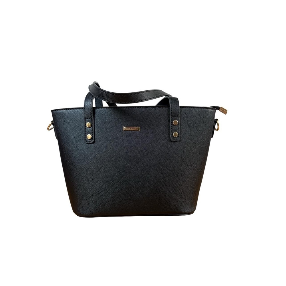 Elim & Paul Mini Tote Bag Black Structured Saffiano Gold Hardware Chic Sophistic